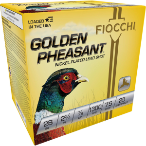 Fiocchi Golden Pheasant Gauge 28 Gauge Shotshells 25 Round Box