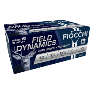 Fiocchi Field Dynamics High Velocity Buckshot 12 Gauge Shotshells 10 Round Box