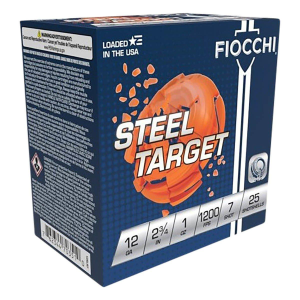 Fiocchi Steel Target Load Low Recoil 12 Gauge Shotshells 25 Round Box