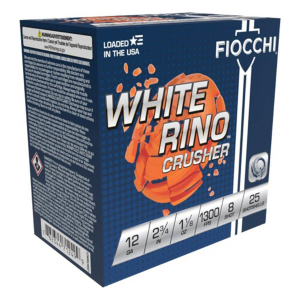 Fiocchi White Rino Crusher Target Load 12 Gauge Shotshells 25 Round Box