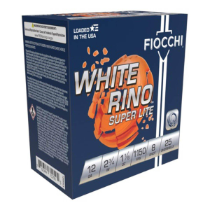 Fiocchi White Rhino Super Lite Target Loads 12 Gauge Shotshells 25 Round Box