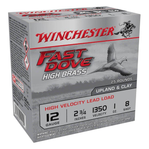 Winchester Fast Dove High Brass Shotshells 12 Gauge Shotshells 25 Round Box
