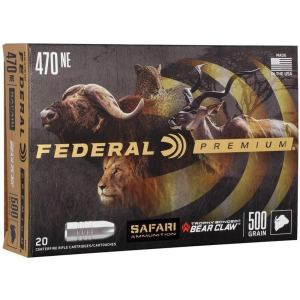 Federal Safari Trophy Bonded Bear Claw 470 Nitro Express Rifle Ammunition 20 Round Box