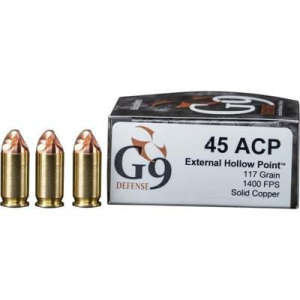 G9 Defense External Hollow Point 45 ACP Handgun Ammunition 20 Round Box