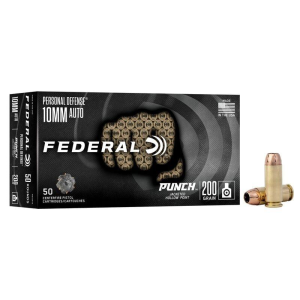 Federal Personal Defense Punch 10mm Auto Handgun Ammunition 50 Round Box