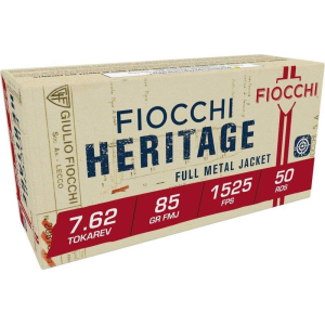 Fiocchi Heritage 7.62x25 Tokarev Handgun Ammunition 50 Round Box