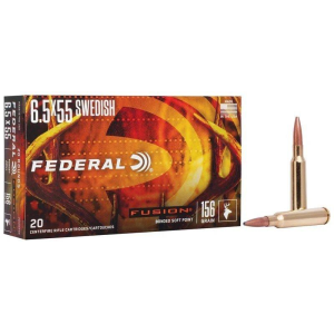 Federal Fusion Rifle 6.5 x 55mm Swedish Mauser Rifle Ammunition 20 Round Box