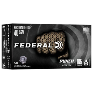 Federal Personal Defense Punch 40 S&W Handgun Ammunition 50 Round Box