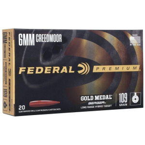 Federal Gold Medal Berger 6mm Creedmoor Rifle Ammunition 20 Round Box