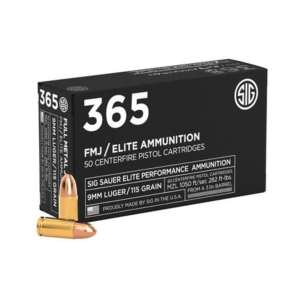 SIG SAUER 365 Elite Performance FMJ 9mm Handgun Ammunition 50 Round Box