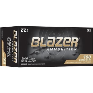 Blazer Ammunition Blazer Brass 9mm Handgun Ammunition 100 Round Box
