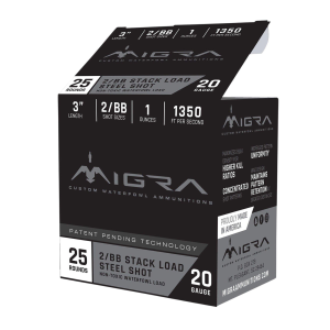 MIGRA Ammunition Steel Staxd Custom Waterfowl 20 Gauge Shotshells 25 Round Box