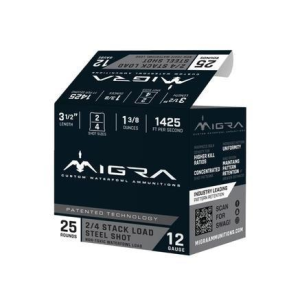 MIGRA Ammunition Stack Steel Waterfowl 12 Gauge Shotshells 25 Round Box