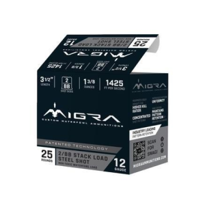 MIGRA Ammunition Stack Steel Waterfowl 12 Gauge Shotshells 25 Round Box