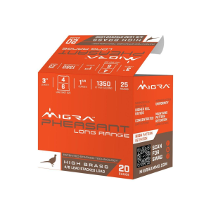 MIGRA Ammunition Pheasant Long Range 20 Gauge Shotshells 25 Round Box