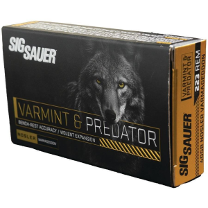 SIG SAUER Varmint & Predator 223 Remington Rifle Ammunition 20 Round Box