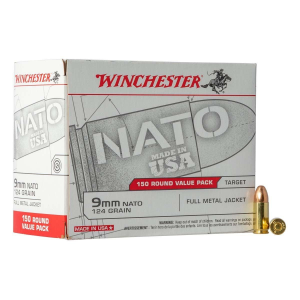 Winchester USA FMJ Value Pack 9mm Handgun Ammunition 150 Round Box