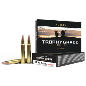 Nosler Accubond Trophy Grade 338 Winchester Magnum Rifle Ammunition 20 Round Box