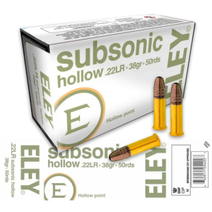 ELEY Subsonic Hollow 22 Long Rifle Rimfire Ammunition 50 Round Box