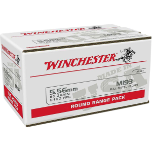 Winchester M193 FMJ 5.56x45mm NATO Rifle Ammunition 100 Round Box