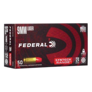 Federal Syntech Range TSJ Flat Nose 9mm Handgun Ammunition 50 Round Box