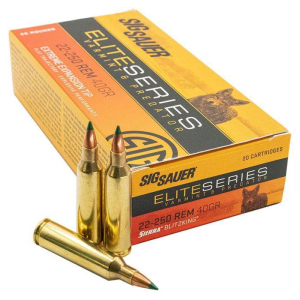 SIG SAUER Elite Series Varmint & Predator 22-250 Remington Rifle Ammunition 20 Round Box