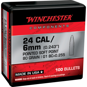 Winchester Pointed Soft Point 24 Caliber Rifle Bullets