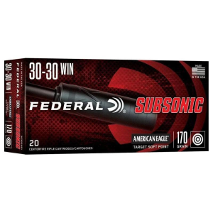 Federal Subsonic American Eagle 30-30 Winchester Rifle Ammunition 20 Round Box