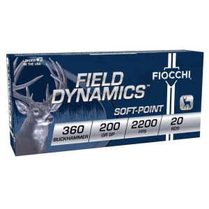 Fiocchi Field Dynamics Big Game 360 Buckhammer Rifle Ammunition 20 Round Box