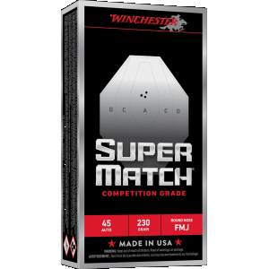 Winchester Super Match Competition Grade 45 ACP Handgun Ammunition 50 Round Box