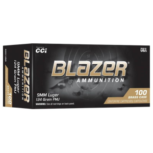 Blazer Ammunition Blazer Brass FMJ 9mm Handgun Ammunition 100 Round Box