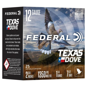 Federal Texas Dove 12 Gauge Shotshells 25 Round Box