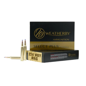 Weatherby Select Plus Hornady V-Max 224 Weatherby Magnum Rifle Ammunition 20 Round Box