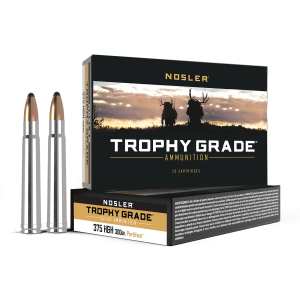 Nosler Trophy Grade Safari Partition 375 H&H Magnum Rifle Ammunition 20 Round Box