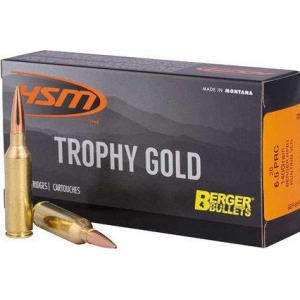 HSM Trophy Gold Berger Match Hunting VLD 6.5 PRC Rifle Ammunition 20 Round Box