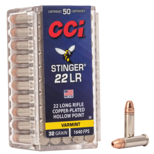 Stinger, 22 LR, 32 Grain, Copper Plated Hollow Point, 1640 fps