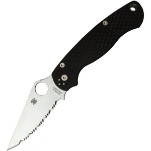 Spyderco 81GS2 Para-Military 2 Spyder Edge Serrated Linerlock Folding Pocket Knife with Black G10 Handle