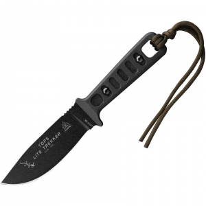 TOPS TLT02 Black Lite Trekker Fixed Blade Knife Black Handles