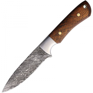 BucknBear 137198 Classic Hunter DP Damascus Fixed Blade Knife Brown Handles