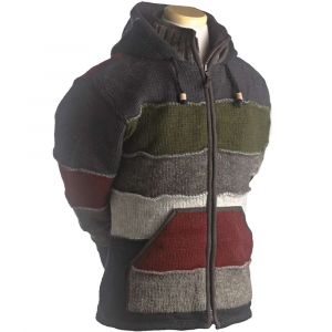 Lost Horizons Patchwork Fleece Lined Sweater - XL - Red - men