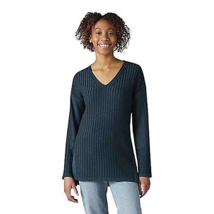 Smartwool Shadow Pine V-Neck Rib Sweater - Large - Sparrow Heather / Sunset Coral Heather - women