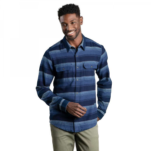Toad & Co Indigo Flannel LS Shirt - Large - Medium Indigo Horizontal Stripe - Men