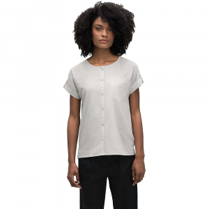 Nau Bloq Button Up SS Shirt - Medium - Zinc - Women