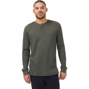 Tentree Treewaffle Henley Longsleeve Shirt - Medium - Black Olive Green Heather - Men
