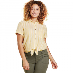 Toad Co Airbrush Tie SS Shirt - Large - Dusty Citron Uneven Stripe - women