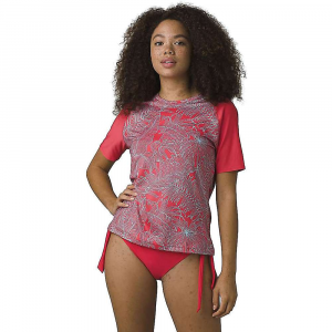 Prana Edge Wave SS Sun Top - Large - Papaya Fronds Colorblock - Women