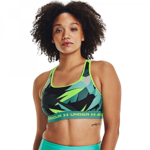 Under Armour Crossback Mid Printed Bra - Small - Neptune / Neptune / Quirky Lime - Women