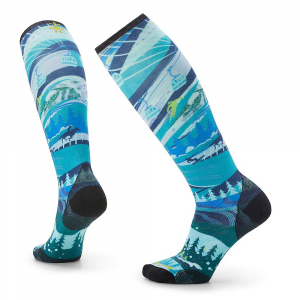 Smartwool Ski Zero Cushion Skication Printed OTC Sock - Large - Neptune Blue - Women