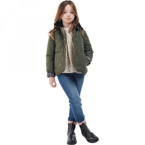 Barbour Girls Foxley Reversi Quilt Jacket - Small - Olive / Navy Adventure Floral