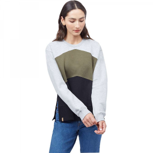 Tentree TreeFleece Chevron Crew - Small - Hi Rise Grey Hthr/Olive Nght Green/Meteorite Black - Women